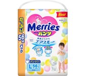 Pañales-braguitas Merries PL 9-14kg 56uds