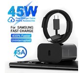 Cargador PD de 45 W para Samsung Galaxy S25, S24, S23, S22 Ultra, A56, A55, cargador USB C original, carga rápida, cable PD tipo C. EU blanco