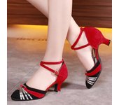 Zapatos de baile para mujer, tacón de 5,5 cm, punta cerrada, para salón de baile latino, suela de goma, tacón alto, para tango, salsa y niñas. 34