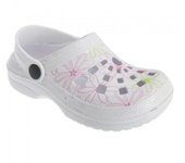 Sandalias tipo zueco de verano con diseño floral para niñas 11 Child blanco