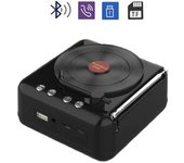 Reproductor de discos de vinilo atómico, altavoz Bluetooth, radio de audio retro creativa, efecto de sonido HIFI, modo de espera muy prolongado, música Bluetooth negro