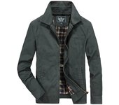 Chaqueta militar de primavera y otoño para hombre, informal, ajustada, con cuello vuelto, fina, para exteriores M verde del ejército
