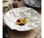 Plato de cerámica con textura arrugada creativa para la cena, vajilla de cocina para el hogar, plato para aperitivos, postres, ensaladas, platos para carne de restaurante de hotel.