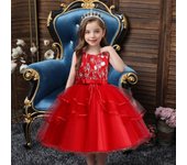 Ropa para niños Vestido de niña de flores de primavera y verano Vestido de princesa de encaje para niños Vestido de gasa Regalos para niñas Vestidos de moda 100cm rosa oscuro