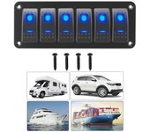 Interruptor de luz doble para barco marino caravana RV 12/24 V 6 bandas impermeable ON-OFF Panel de interruptor basculante piezas interiores Panel de interruptor de palanca LED rojo