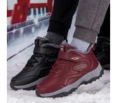 Zapatillas de deporte de invierno al aire libre con forro de piel para mujer, cálidas, informales, con forro polar, zapatos deportivos de caña alta, botas de nieve de piel sintética impermeables 36
