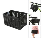 Cesta plegable para bicicleta, manillar de plástico desmontable, cesta delantera, estante trasero para bicicleta, cesta colgante negro