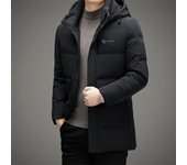 Chaqueta de plumón para hombre, ropa de invierno para hombre, chaqueta de plumón informal gruesa y larga, nueva chaqueta de plumón con capucha M negro