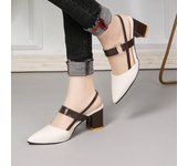 Sandalias Mujer Verano Nuevas Sandalias Gruesas Puntiagudas Zapatos De Mujer De Moda De Gran Tamaño 41 beige