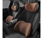 Almohada de espuma viscoelástica para reposacabezas de coche con soporte lumbar para espalda y hombros. Car headrest gray gris