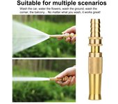 Boquilla de manguera de cobre, boquilla rociadora ajustable, boquilla de chorro de alta presión, rociador resistente para mangueras de jardín, patio, riego de césped y lavado de autos. 1pc