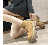 Meotina, botas cortas hasta el tobillo de cuero genuino para mujer, plataforma con punta redonda, tacones medios gruesos, botas de combate con cordones y cremallera, zapatos de mujer para invierno 33 verde del ejército