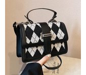 Bolso de mensajero de rombos de alta gama para mujer, nuevo bolso de nicho portátil de rombos a cuadros, pequeño bolso cuadrado, bolso de hombro de estilo extranjero para mujer color rosa