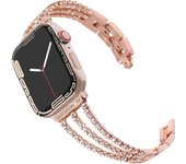 Correa dorada con 3 diamantes para Apple Watch: Compatible con las series 6/5/4/3/2/1 y SE twenty two negro