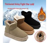 Botas de nieve cortas para mujer 2024: Calzado de invierno con suela gruesa y forro de terciopelo 40 castaño