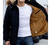 Otoño/Invierno Chaqueta Acolchada De Algodón De Longitud Media Informal para Jóvenes Hombres De Invierno Más Chaqueta Acolchada De Terciopelo Chaqueta Chaqueta Acolchada De Algodón Hombres De Moda M caqui