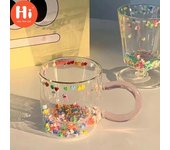 Taza de cristal resistente al calor de doble capa, vaso de cristal con forma de corazón, regalo creativo, taza de agua potable, Bobo 201-300ml