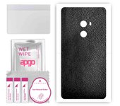 apgo Protective Skin Sticker for the back compatible with Xiaomi Mi Mix 2, Wrap Film, Foil, Vinyl - Pattern Black Leather