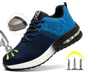 Zapatos de trabajo con colchón de aire, zapatos de seguridad antigolpes con punta de acero, botas de trabajo para hombres y mujeres, botas de seguridad para el trabajo a prueba de pinchazos, zapatillas de deporte informales para hombres, ligeras y transpi