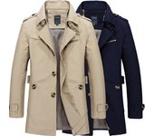 Chaqueta de hombre de primavera y otoño de algodón lavado, chaqueta casual para hombre, gabardina mediana y larga para hombre M
