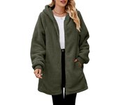 Chaqueta con capucha holgada, cómoda e informal de manga larga para otoño e invierno para mujer 2XL negro