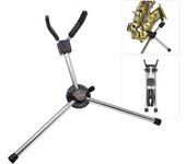 Soporte plegable para saxofón Soprano, soporte portátil para suelo de Metal con bolsa de transporte plata