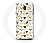 Coque pour Samsung Galaxy S5 Fond de texture abstraite coeurs noir jaune et gris