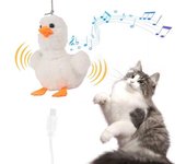 Juguete eléctrico para gatos, juguete de ejercicio, pato aleteante recargable, juguete interactivo portátil antimordeduras, pato con alas batientes, juguetes de peluche para gatitos.