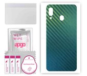 apgo Protective Skin Sticker for the back compatible with Samsung Galaxy A20, Wrap Film, Foil, Vinyl - Pattern Carbon Chameleon CAKA1