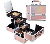 Hapilife Maquillaje Profesional Grande Cosmético Maquillaje Cosmético Espejo Cosmético Almacenamiento Cerradura Incluida Caja, Capacidad, Almacenamiento, Almacenamiento, Herramientas, Caja, naranja