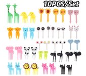 Tenedor de fruta de granja de animales, Mini dibujos animados para niños, merienda, pastel, postre, comida, palillo de dientes, almuerzos Bento, decoración de fiesta, Color aleatorio CHINA