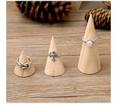 MagiDeal-anillo de boda de madera, cono liso sin pintar, soporte para presentación de joyería, organizador, Decoupage 2.7 x 3 cm