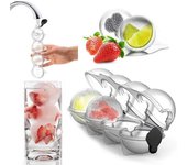 Molde de silicona para hacer bolas de hielo, con 4 agujeros, para whisky, cubitos de hielo, bandeja para cocina, moldes redondos grandes, para hockey sobre hielo, herramienta para beber en verano, para fiestas y bares.