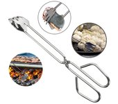 Herramientas prácticas para barbacoa Tijeras de acero inoxidable Tipo pinza para alimentos a la parrilla Accesorios para barbacoa Pinzas portátiles Dispositivo para exteriores plata