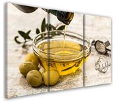 Cuadro en lienzo de tres piezas Aceite de Oliva 60x40 verde