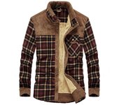 Camisas a cuadros para hombre, chaquetas de invierno, camisas cálidas de lana, abrigos, ropa de abrigo informal de negocios de algodón de alta calidad para hombre M