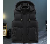 Chaleco de invierno de moda para hombre, parkas sin mangas con capucha, prendas de abrigo gruesas informales de talla grande, chaquetas para hombre L negro