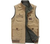 Plus 9xl Chaleco Hombre Algodón Chaleco táctico de doble cara Muchos bolsillos Chaqueta sin mangas Chalecos Para Hombre Abrigo Hombres 9XL