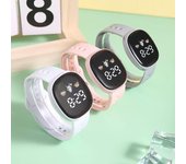 Reloj electrónico LED cuadrado resistente al agua, banda de silicona suave ajustable, reloj de pulsera deportivo para niños y niñas, regalo de cumpleaños gris