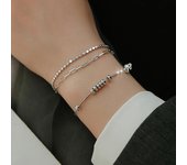 Pulsera de bola ovalada para mujer y hombre, pulsera vintage geométrica de plata tailandesa, joyería de regalo.