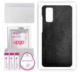 apgo Protective Skin Sticker for the back compatible with Samsung Galaxy S20 Ultra 5G, Wrap Film, Foil, Vinyl - Pattern Black Leather