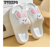 Zapatillas de verano para mujer, ropa exterior, zapatillas de conejo de dibujos animados, sandalias gruesas de fondo suave para niños, zapatillas para padres e hijos 24-25 blanco