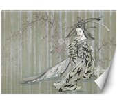 Fondo de pantalla de geisha japonesa tradicional 100x70 verde