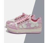 Zapatillas de plataforma para mujer, unisex, para caminar, estudiantes, deportivas, para correr, de moda, con plataforma plana, informales, con cordones, para patineta EUR 35 color rosa