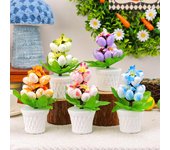 Árbol de bonsái con forma de huevo de Pascua, decoración de huevos artificiales, plantas multicolores, adorno para fiesta de Pascua en interiores y exteriores. púrpura