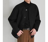 Abrigo de lana para hombre, cuello redondo, manga larga, botonadura sencilla, corte regular, chaqueta de color liso con bolsillos, abrigo de invierno S marrón