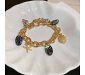 Pulsera de cadena con colgante de estrella de mar y caracola de aleación retro para mujer de GemChic, joyería étnica clásica para cumpleaños y Navidad