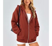 Abrigo con capucha para mujer, otoño e invierno, con cordón, con cremallera, mangas largas, color sólido, bolsillos, chaqueta deportiva gruesa, abrigo holgado para uso diario, para la escuela XL azul