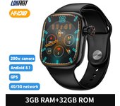 Reloj inteligente LOKMAT Android con cámara giratoria, pantalla AMOLED cuadrada táctil completa, wifi, llamadas, 3G + 32G negro