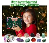 Calendario de Adviento de Roca, 24 Tipos de Piedras Preciosas sintéticas de Cristal sintético, Regalos de Navidad para niños, niñas, Calendario de Adviento de Mineral para Principiantes de Aprendizaje de Rocas de geología Sets